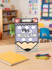 1pc Custom Teacher Clipboard,Personalized Name Pencil Shaped Clipboard,Cute Polka Dot Teacher Appreciation Gift,Rainbow Apple Crayon Pattern,Great For Classroom Office Use,Perfect For Teachers,Tutors Educators,Classroom Use,Lesson Planning - Multicolor - View 11