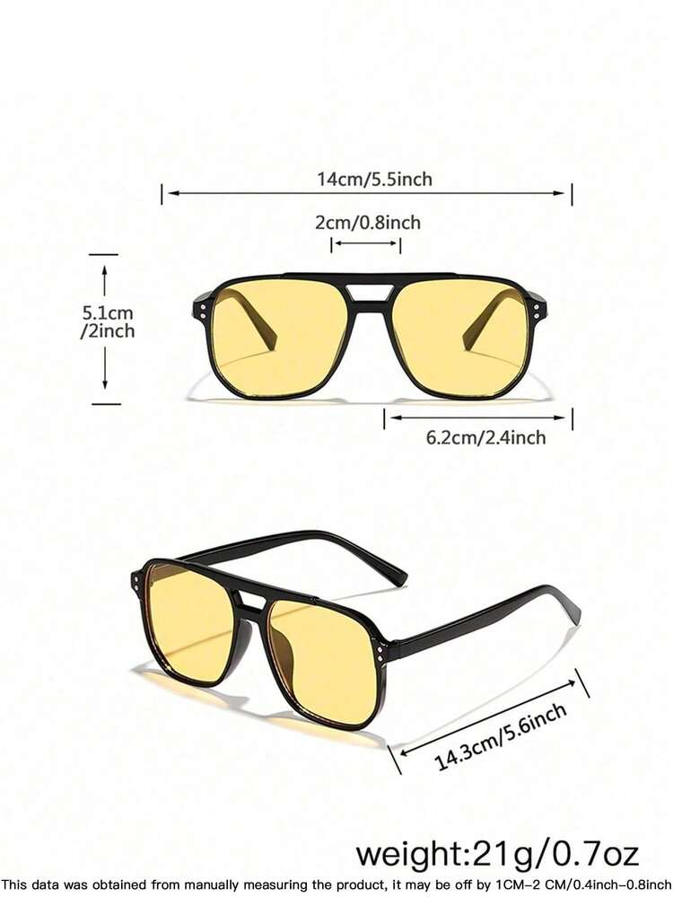 3 Pairs Men's Acrylic Casual Aviator Square Frame Fashion Glasses, Suitable For Vacation, Outings And Outfit Matching - Multicolor - View 4