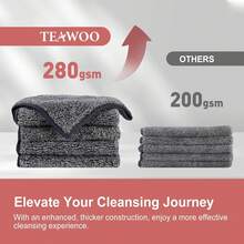 TEAWOO 10 Pack Premium Washcloths, Highly Absorbent And Super Soft Face Towels, Multi-Purpose Fingertip Towels, 12 X 12 Inch Bathroom Towels (Charcoal/Coral Pink/Cyan/Jade Green/Coffee Beige) - ColorA - View 4
