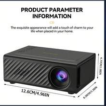 Portable Mini Projector, Full HD Wired Projector (No Bluetooth/WiFi), Built-In Speaker And Remote Control, Wired Connection For Smartphones/Tablets, Includes EU/UK/US/AU Plug Adapters, Suitable For Home Theater, Office, Dorm, Travel - Black - View 8