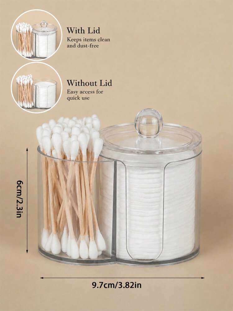 3M 2-In-1 Transparent Plastic Storage Box, Desktop Cosmetic Organizer With Dual-Hole Round Design, Transparent Cosmetic Storage Box With Double-Layer Compartments - Modern Vanity Storage Box With Lid, Bathroom Cabinet Organizer, Suitable For Makeup Brushes, Lipsticks And Beauty Tools - Multicolor - View 11