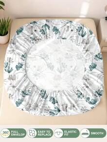 1pc Delicate Leaf And Flower Prints Fitted Sheet,Soft Breathable All-Season Bedding, Cozy Nature-Inspired Bed Cover,Easy-Care Bedding Set Suitable For King/Queen/Full/Twin Sizes. Suitable For Home, Dormitory, Apartment & Holiday Gift Giving - Multicolor - View 9