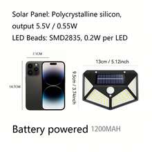 100 LED Solar Lights Outdoor, Super Energy-Saving IPosible Motion Sensor Security Lights, 270° Lighting Range Solar Powered Wireless Waterproof Wall Lights - Black - View 11