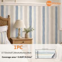 SUPSTICKER 1片裝 水彩圓點條紋可撕貼壁紙，防水可移除 PVC 牆面裝飾，適用臥室、客廳、玄關，2種尺寸 - 彩色 - View 19