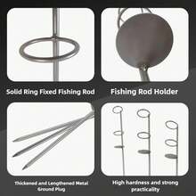 3pcs Round Stable Fishing Rod Holders, Suitable For Shore And Sea Dual-Ring Ground-Insert Fixed Mounts, Ideal For Beach And Pier Fishing, Fishing Accessories - Multicolor - View 4