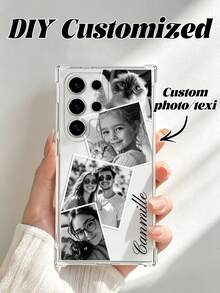 1pc Customized Family Friends Couple Photo Collage Transparent Anti-Drop Phone Case Compatible With Series 11 12 13 14 15 16 17 Pro Max Plus Models, Scratch-Resistant Personalized DIY Image Clear Phone Cover Shell - Clear - View 1