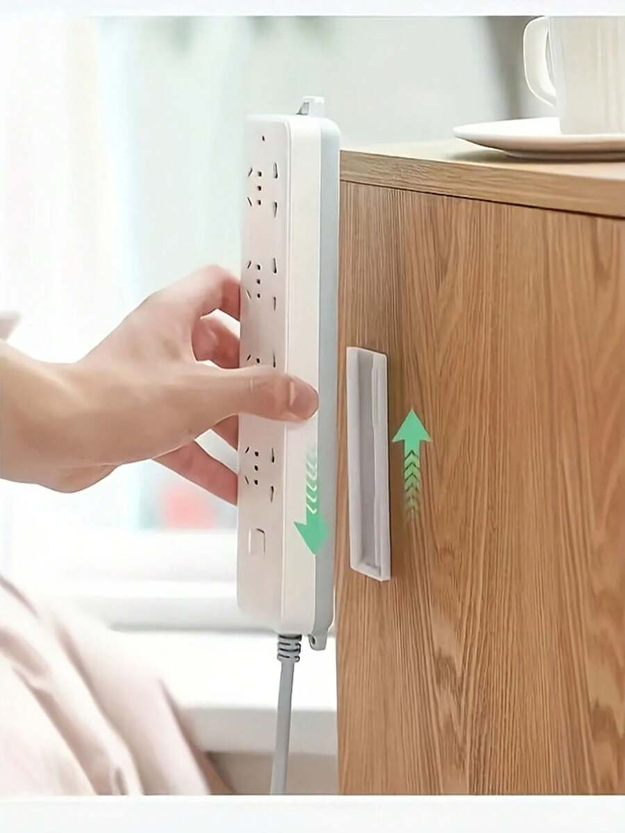 1/3pcs Self-Adhesive Cable Management Clips, No-Drill Desktop Socket Holder, Slide-In Power Strip Mount, White Plastic Adhesive Cable Organizer Brackets, Cable Holder, Practical Hooks