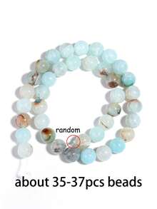1 String Natural Aquamarines Dragon Pattern Agate Beads Energy Healing Gemstone Beads Diy Jewelry Making Suitable For Bracelets Necklaces 6 8 10mm - Mint Blue - View 11