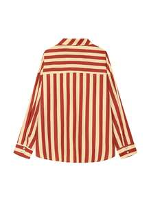 Blouse élégante à blocs de couleurs et rayures avec nœud pour femmes, mode automne pour femmes, blouse de dame de rue haute pour vacances, blouse printemps/été pour femmes rouge - Rouge - Voir 7