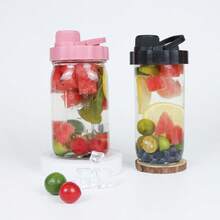 1 pieza Tapa de frasco de vidrio de 86 mm de diámetro color dopamina con asa, diseño de anillo de sellado a prueba de fugas, tapa de botella de jugo de plástico PP reutilizable, decoración de taza - Ver 3