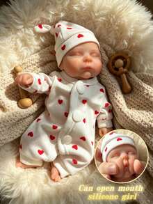 8 Inch Full Silicone Reborn Baby Doll Peach Girl Open Design Soft Elastic Touch Suitable For Play And Collection (Anatomically Correct) - Silicone - View 2