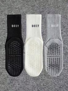 1/3/4/7 Pairs Women's Fitness Floor Socks, Mid-Calf Yoga Socks, Sports Socks, Sweat-Absorbing & Breathable, Shark Leggings Socks, Pilates Socks, Slogan "DO IT", Multi-Color Professional Yoga Socks For Women, Indoor Floor Use, Suitable For Autumn/Winter/Spring/Summer Sports Wear - Multicolor - View 25