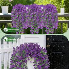 2pcs UV-Resistant Artificial Morning Glory Hanging Vines - Vibrant Pink And Purple Artificial Flowers For Outdoor Decor, Garden, Wedding And Summer Festivals, Realistic Plastic Vines For Home Decor, Garden Decoration | Cascading Vines | Maintenance-Free Artificial Plants For Home Decor - Purple-blue - View 7