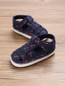 1 Pasang Sandal Bayi Usia 0-1 Tahun, Sepatu Jalan Bayi Balita dengan Sol Lembut dan Ujung Tertutup - Biru - View 5