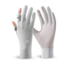 EIGIIS Ice Silk Sun Protection Gloves UV Protection Anti-Slip Touchscreen Driving Gloves Suitable For Cycling, Horse Riding, Golf, Hiking - Solid Color - View 8