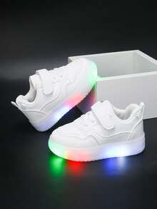 Children's LED Light-Up Sneakers, Baby Soft Sole Lightweight Casual Board Shoes, Light-Up Shoes, Fashionable Multi-Functional Footwear, - White - View 2