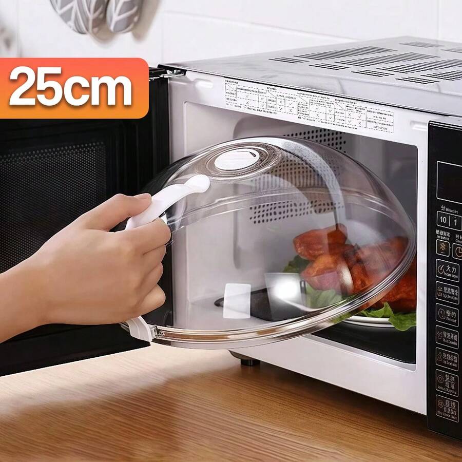 Tampa de Microondas Com Válvula e Alça de Plástico Protetor de Alimentos 25cm Anti Sujeira Cozinha - Transparente - Visão 1