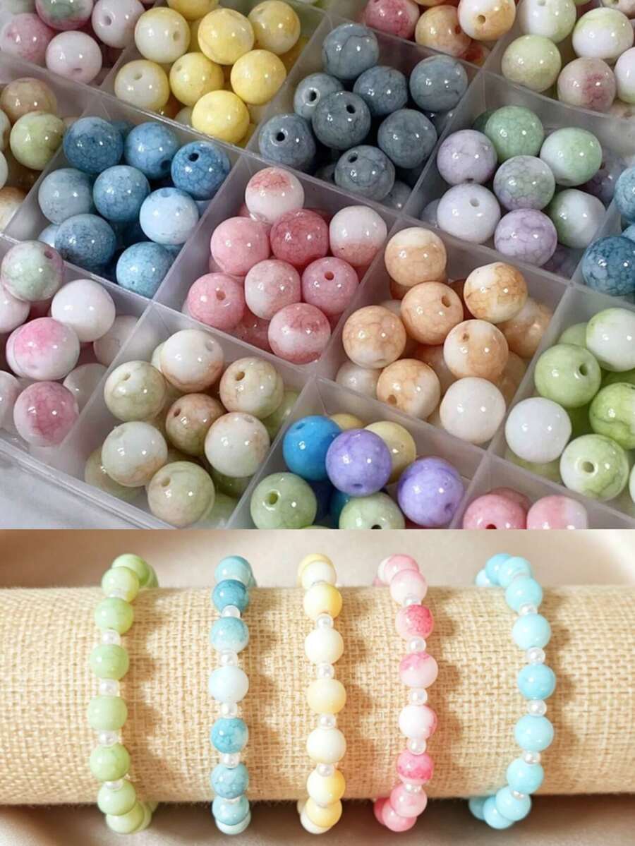 8-10mm Chinese Style Design, Made Of High-Quality Glass, Durable And Wear-Resistant, Suitable For DIY Crafts, Multi-Color Options, Gradient Colors, Ink Texture, Showcasing Noble Aesthetic Quality - Multicolor - View 1