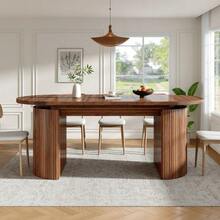 Extendable Dining Table With Hidden Storage Compartment, Thickened Tabletop For High Stability, Flexibly Adaptable For Small Spaces, Kitchen, Study And Living Room, MDF Tabletop, Dark Brown - 深棕色 - 查看 5