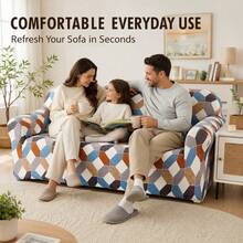 Milk Silk Printed Full Cover Elastic Universal Sofa Cover, Anti-Scratch, Removable And Washable, Thickened Dust-Proof, Suitable For All Seasons, For Living Room, Bedroom, Office Sofa - Champagne - View 7