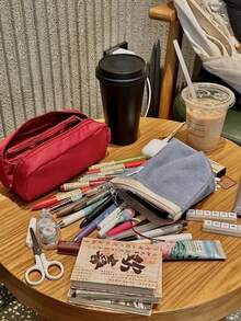 大容量直立式化妝包－多隔層旅行化妝收納袋，耐用布料與網袋設計，便攜式化妝工具收納袋 - 彩色 - 查看 4