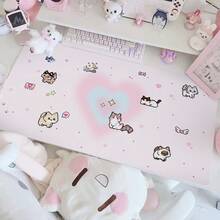 Leder Schreibtischunterlage Schutz, japanischer Anime Y2K rosa Mädchen Farbverlauf Polka Dot INS süßes Haustier Mauspad, wasserdichte rutschfeste PU Schreibtischmatte für Büro, Gaming und Esports Nutzer - Übersicht 5