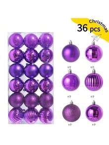36pcs 3cm-4cm Christmas Ornament Balls - Assorted Shapes, Christmas Tree Decorations Set; Note: This Is A Handicraft Product, There May Be Minor Stains, Dust, Printing Marks And Glue Overflow. Small Scratches Are Normal And Do Not Affect The Appearance And Usability. - Multicolor - View 26