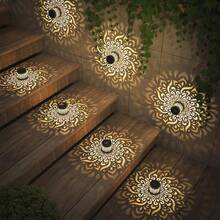 Solar Fence Lights, Metal Solar Outdoor Wall Deck Step Lights Mandala Theme Waterproof Fence Lights, Solar Wall Lights, Suitable For Garden, Lawn, Patio, Stairs, Yard Garden Decoration, Front Door Decoration, Christmas Party Decoration - Black Solar Lamp - View 10
