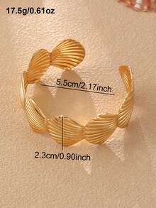 NAIZHU 1/3pcs Teen Fashion Ocean Style Starfish Shell Conch Metal Bracelet Daily Party Vacation Accessory - Gold - View 7