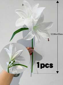 6/1pc White Artificial Lily Flower, Faux Floral Decoration, 34cm Plastic Fake Flower Suitable For Home Decor Bouquets, DIY Wedding Bridal Gifts,Birthday Party Supplies, Table Decorations, Garden Ornaments, Wedding Decoration Bouquets - White - View 13