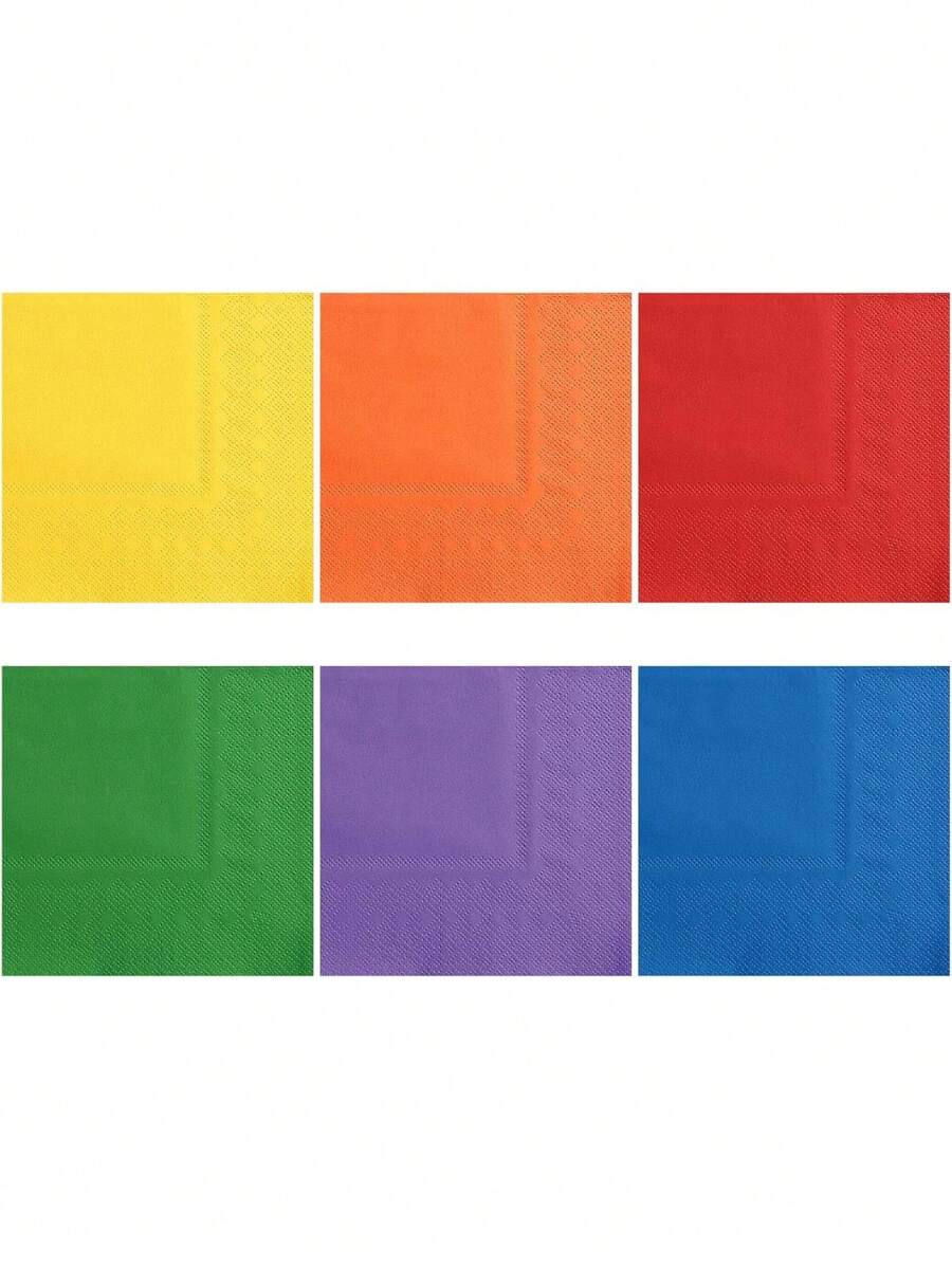 60/120 Pcs Rainbow Napkins, Gradient Colorful Cocktail Napkins 2-Ply Birthday Party Napkin Dessert Neon Luncheon Paper Napkin For Mardi Gras, Birthday, Party Decoration - Multicolor - View 1