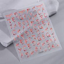 Gothic Charm Nail Stickers Red String Of Letters Design Slider Y2K Holographic Self-Adhesive Decals DIY Manicure Accessories Tool Nail Supplies - Multicolor - View 5