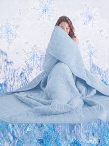 1pc Cooling Air Conditioning Quilt, Blue Bedding Cover, Breathable And Lightweight, Super Soft And Comfortable, Suitable For Single/Double/Queen/King Size Beds, Home And Dorm Use, Pillow And Pillowcase Not Included, Machine Washable - Blue - View 6