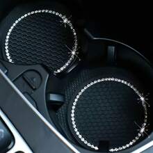 2pcs/1pc/4pcs - Rhinestone Decor Non-Slip Car Cup Holder Coasters - Rhinestone Mesh Coaster - View 1