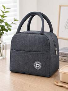 1pc Bear Pattern Lunch Bag, Reusable Insulated Lunch Bag Suitable For Women/Men/Adults, Portable Thermal Lunch Box Tote, Reusable Foil Insulated Cooler Bag For Work, Picnic, Outdoor Lunch Bag, Aluminum Foil Insulated Portable Lunch Bag, Waterproof Portable Design For School And Office Use - Keeps Food Fresh And Delicious, Bento Bag, Tote Bag, Kitchen Picnic Food Storage Bag. - Black - View 19