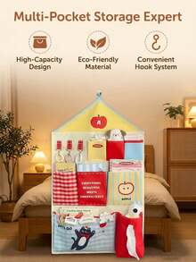 1 pieza Bolsa de almacenamiento multifuncional montada en la pared para bebé, adecuada para colgar en paredes, puertas y al lado de la cama, también se puede usar como bolsa portátil para ropa interior y almacenamiento de artículos diversos en el cochecito de bebé; bolsa de almacenamiento plegable para la puerta del dormitorio, regalo ideal para baby shower, adecuada para la habitación del bebé, dormitorio y almacenamiento diario en el hogar - Multicolor - Ver 4