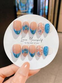 10pcs,Handmade Press On Nails,Press On Fake Nails,Handmade Nail Patch,Summer Nail Patch,Handmade Nail Patch,Short Nail Tip,Almond Press On Nails,Nail Supplies,Man-Made Nail,Summer Nail Art,Nail Patch Y2K,Shining Nail Patch,Homemade Press On Nails - Multicolor - View 2