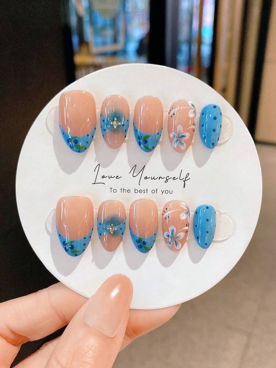 10pcs,Handmade Press On Nails,Press On Fake Nails,Handmade Nail Patch,Summer Nail Patch,Handmade Nail Patch,Short Nail Tip,Almond Press On Nails,Nail Supplies,Man-Made Nail,Summer Nail Art,Nail Patch Y2K,Shining Nail Patch,Homemade Press On Nails