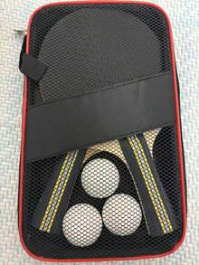 4-Star Professional High-Elasticity Table Tennis Racket Training Set, Indoor/Outdoor Sports Equipment, 2 Professional Table Tennis Rackets, Training Table Tennis Racket Set, Double-Sided High-Elasticity Rubber Racket, Includes Racket Bag And 3 Table Tennis Balls, Compact Design, Durable Structure, Family Entertainment Game, Suitable For Multi-Player Sports And Recreation. Ball Color Yellow/White Randomly Sent - Black - View 2