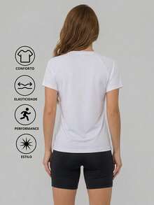 Women's Gym Set: Dry Fit T-Shirt + Short Fitness Sports Shorts - Premium Lightweight And Comfortable Women's Gym Kit - 白色+黑色短褲 - 查看 3
