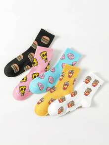 5 pares de calcetines de mujer de moda de dibujos animados - Multicolor - Ver 2