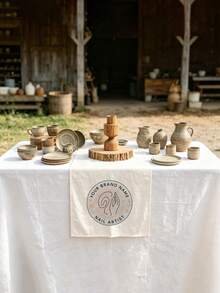 Custom Logo Booth Table Runner | Personalized Linen Or Canvas Table Runner, Suitable For Craft Fairs, Farmers Markets And Small Business Displays - Multicolor - View 3