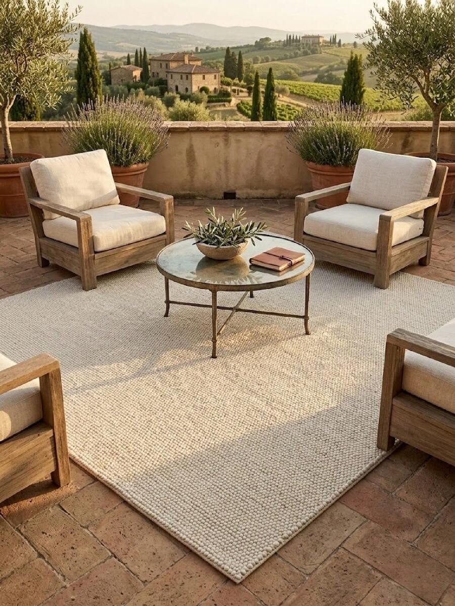 1pc Pineapple Circle Rug, White Faux Sisal, Outdoor Rug, Home Decor, Room Decor, Living Room Rug, Kitchen Mat, Bedroom Rug, Bathroom Mat, Bedroom Decor, Bathroom Decor, Easy To Clean - White - View 1