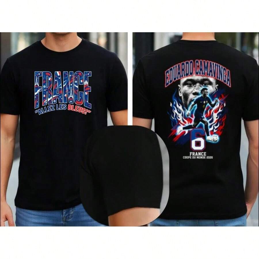 Edouardo.Kamavenga Designed It For The French Team2026Year T Shirt - 黑色 - 查看 1
