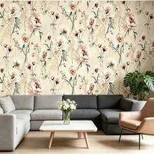 1 Roll Self-Adhesive Peony Wallpaper PVC Tear-Resistant Moisture-Proof Decorative Sticker For Rental Home Entryway Cabinet Countertop Furniture Renovation Wall Paper 17.7inX39.3/118.1/196.8in - Peony - View 5