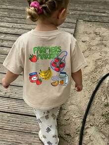 T-shirt bébé esthétique et mignon avec motif de fruits, top à manches courtes pour bébés filles, pour les vacances et le port quotidien - Nude - Voir 7