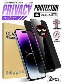 2片裝隱私鋼化玻璃螢幕保護貼，觸控靈敏，相容手機殼，適用於 iPhone 17 Pro Max 17 17 Air 17e 17 Pro 16 Pro Max 15 Pro Max 14 Pro Max 14 13 Pro Max 12 11，手機配件 - 黑色 - 查看 26