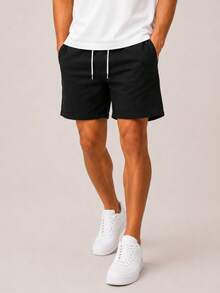 Kit 3 Premium Linen Shorts Bermuda Mauricinho Men's Casual Basic Comfortable Drawstring Waist - 粉色 - 查看 6