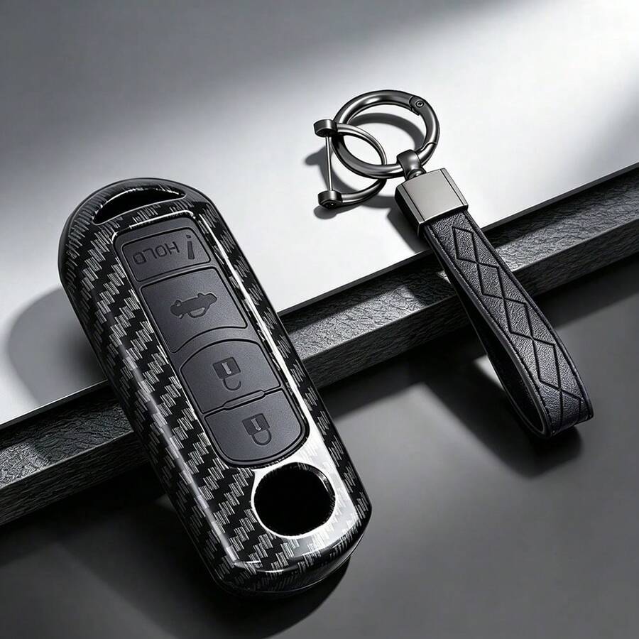 Étui de protection de clé de voiture en ABS style fibre de carbone pour 2 3 6 Atenza, Axela, Demio, CX-5 CX5 CX-3 CX7 CX-9 2015 2016 2017 2018 2019 Accessoires - 4 clés - Voir 1