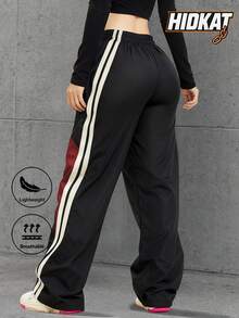 Pantalones largos de mujer con diseño de patchwork de colores, de corte holgado y largo, con detalles de patchwork de colores contrastantes que realzan el look, adecuados para uso diario y c - azul real - Ver 9